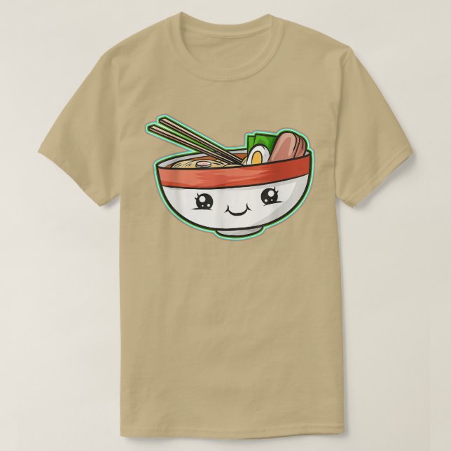 T-shirt Kawaii Bowl De Ramen Avec Visage Japonais Ramen (Design devant)