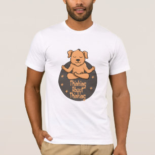 T-shirt Kawaii brun chien pratique yoga pose et pensée
