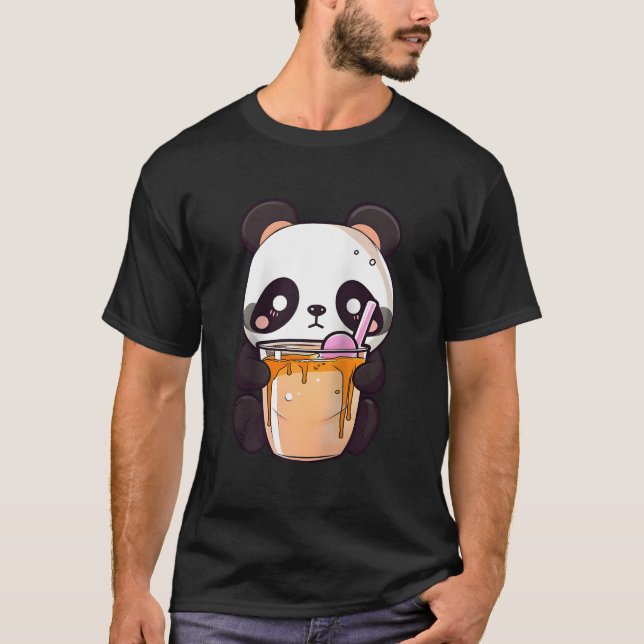 T-shirt Kawaii Bubble Tea Panda Boba-Tea Japanese Baseball (Devant)