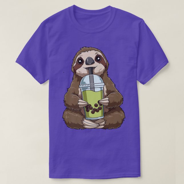 T-shirt Kawaii Bubble Tea Sloth Funny Boba Tea  1207 (Design devant)