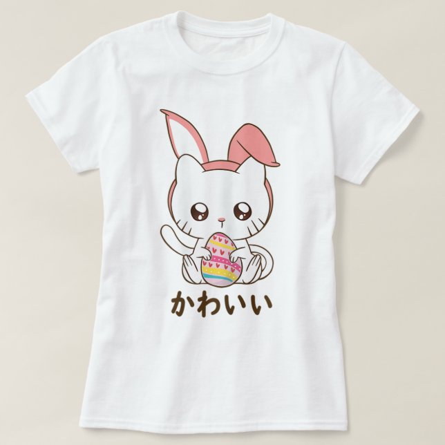 T-shirt Kawaii Bunny Cat Easter Cute Design (Design devant)