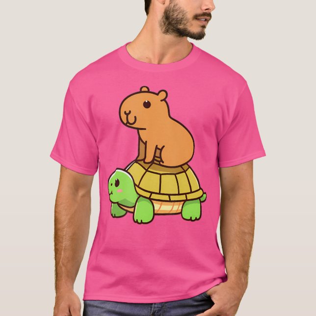 T-shirt Kawaii Capybara Et Turtle Sac À Dos (Devant)