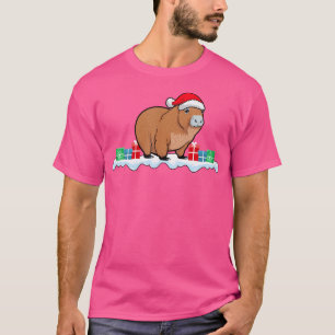 T-shirt Kawaii Capybara Porportant le chapeau de Santa Cha