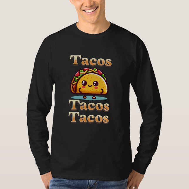T-shirt Kawaii Cartoon Tacos (Devant)