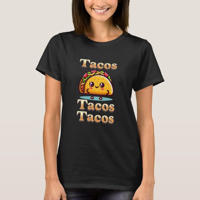 T-shirt Kawaii Cartoon Tacos (Devant)