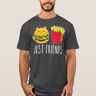 T-shirt Kawaii Cat Burger and Fries Best Friend BFF