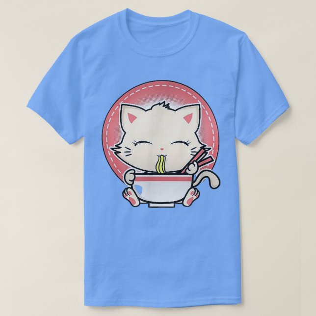 T-shirt Kawaii Cat Cute Anime Otaku Japonais Ramen nouille (Design devant)