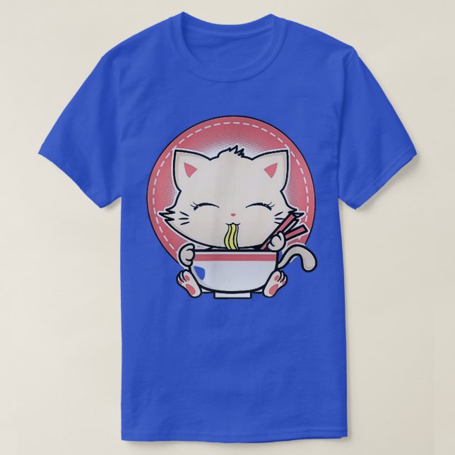 T-shirt Kawaii Cat Cute Anime Otaku Japonais Ramen nouille (Design devant)