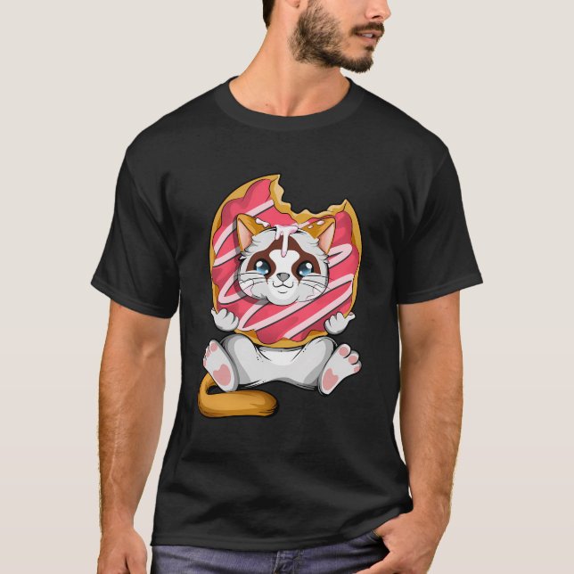 T-shirt Kawaii Cat Donut Anime Lover Otaku mignon Amoureux (Devant)