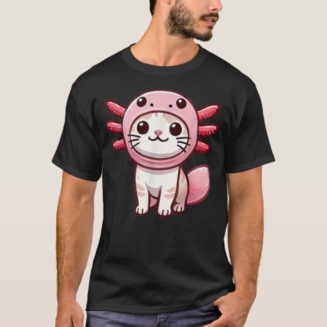 T-shirt Kawaii Cat Kitten Axolotl Costume (Devant)
