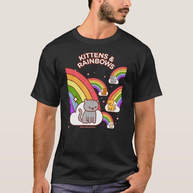 T-shirt Kawaii Cat - KITTENS & RAINBOWS (Devant)