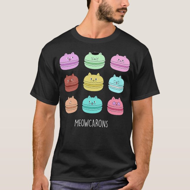 T-shirt Kawaii Cat Macarons Meowcarons - For Baking Girlfr (Devant)