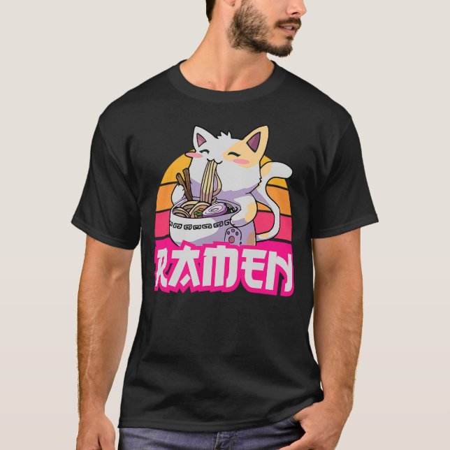 T-shirt Kawaii Cat Ramen - Anime Neko (Devant)