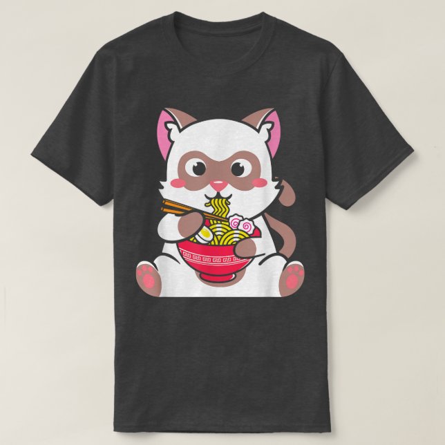 T-shirt Kawaii Cat Ramen Anime Neko Adolescents 800 (Design devant)
