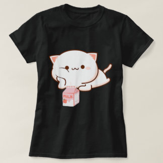 T-shirt Kawaii Cat with Strawberry Milk