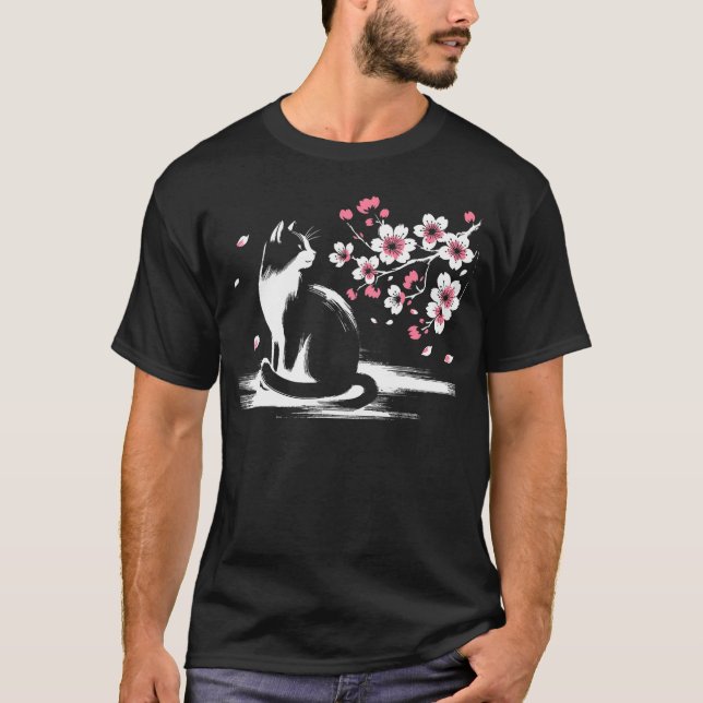 T-shirt Kawaii Chat Anime Japonais Drôle Chat (Devant)