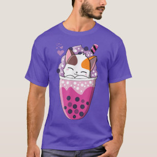 T-shirt Kawaii Chat Boba Tea Drôle Anime Japonais Bubble T