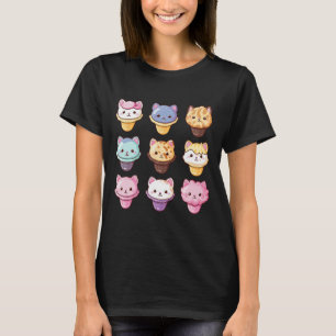T-shirt Kawaii Chat crème glacée sucré nourriture amoureux