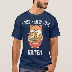 T-shirt Kawaii chat manger ramen japonais Anime nouilles