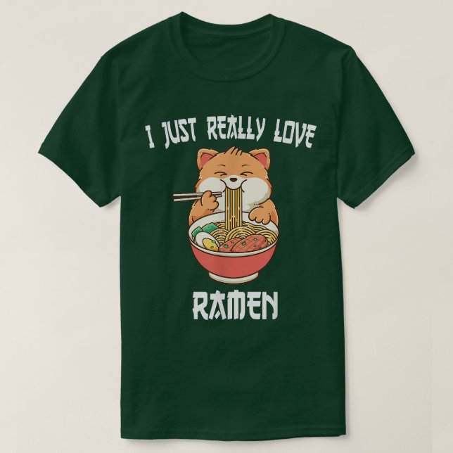 T-shirt Kawaii chat manger ramen japonais Anime nouilles (Design devant)