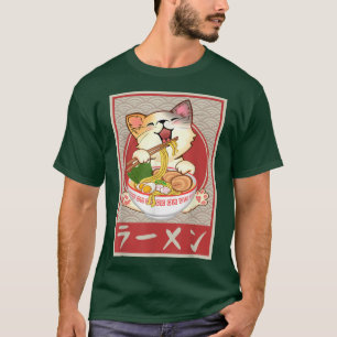 T-shirt Kawaii Chat Ramen Anime Japonaise Vintage Gift Gir