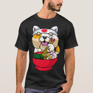 T-shirt Kawaii Chat Ramen Bowl Funny Noodles Kitty 1