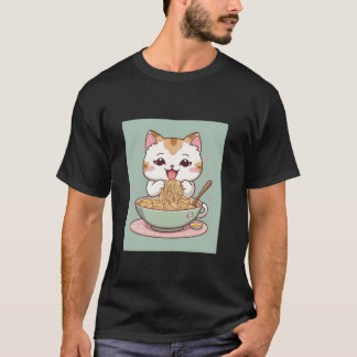 T-shirt Kawaii Chat Ramen Cute Chibi Design japonais Stuff