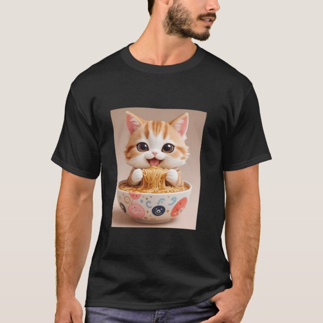 T-shirt Kawaii Chat Ramen Cute Chibi Design japonais Stuff (Devant)