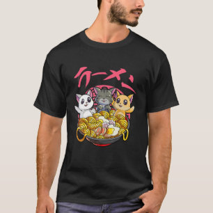 T-shirt Kawaii Chat Ramen Neko Noodle japonais Anime Chat 