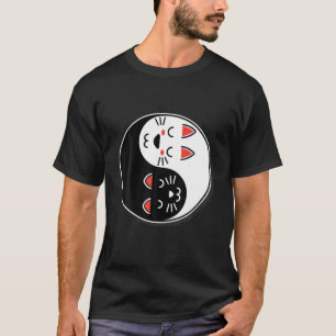 T-shirt Kawaii Chat Yin Yang Cartoon animal mignon amer am