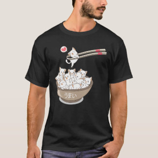 T-shirt Kawaii Chats Animaux Ramen Noodles Japonais Sushi