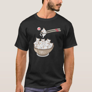 T-shirt Kawaii Chats Animaux Ramen Noodles Japonais Sushi 