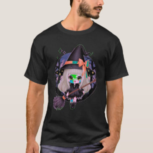 T-shirt Kawaii Chibi Anime Witch mignonne Halloween Éffray