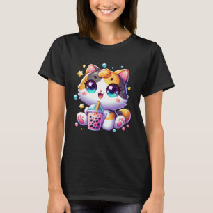 T-shirt Kawaii Chibi Cute Kitten Chat Boba Japonais Esthèt