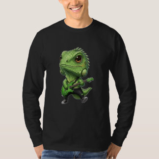 T-shirt Kawaii Chibi Funny Iguana Guitarist Rocker