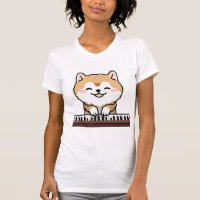 Kawaii Chien mignon Jouer Piano Clavier