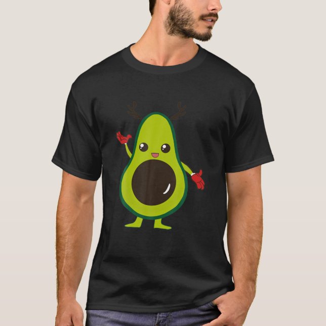T-shirt Kawaii Christmas Avacado Reindeer Kawaii Xmas Paja (Devant)