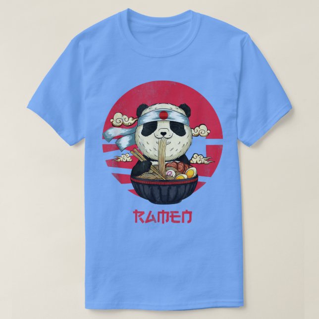 T-shirt Kawaii Cool Panda Manger Ramen Lover Ramen nouille (Design devant)
