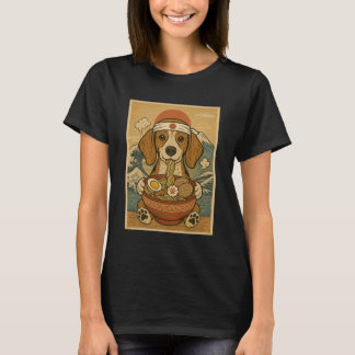 T-shirt Kawaii Coonhound Japanese Ramen Noodles