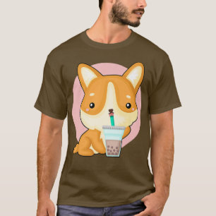 T-shirt Kawaii Corgi Boire Boba Tea Fun Bubble Tea Love