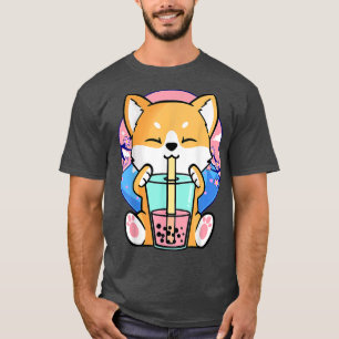 T-shirt Kawaii Corgi Chien Bubble Tea Boba Anime Neko Japa