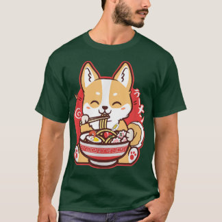 T-shirt Kawaii Corgi Manger Ramen mignon Chien Anime Japon