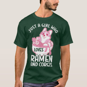 T-shirt Kawaii Corgi Ramen Cute Puppy japonais Manga Anime