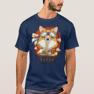 T-shirt Kawaii Corgi Ramen mignon Amoureux des chiens japo