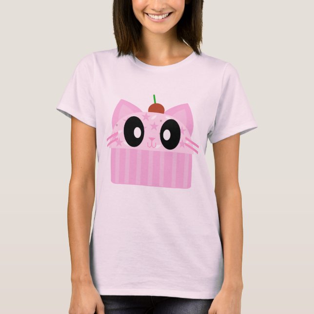T-shirt kawaii cupcake cat (Devant)