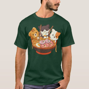T-shirt Kawaii Cute Anime Cats Otaku Japonais Ramen Noodle