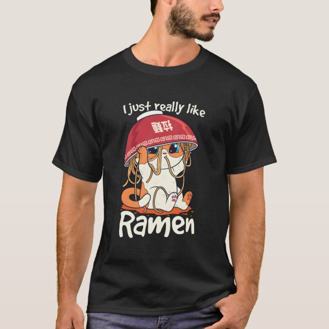 T-shirt Kawaii Cute Anime Chat Girl Otaku Japonais Ramen N (Devant)