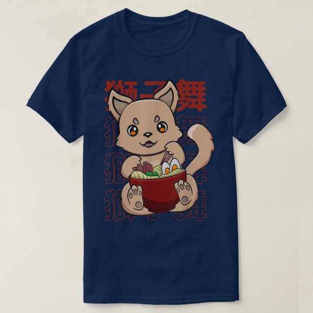 T-shirt Kawaii Cute Anime Dingo Otaku Japonais Ramen Noodl (Design devant)