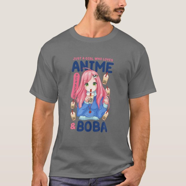 T-shirt Kawaii Cute Anime Girl Otaku Japonais Boba Tea Gif (Devant)