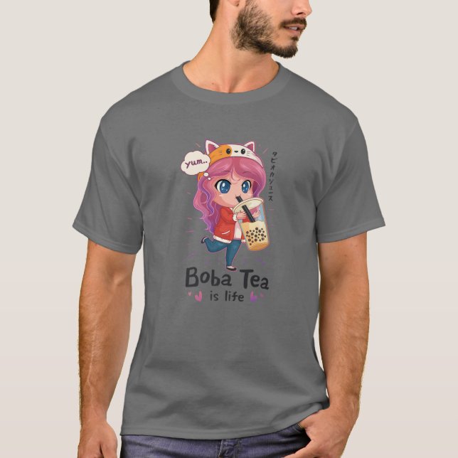 T-shirt Kawaii Cute Anime Girl Otaku Japonais Boba Tea Is (Devant)